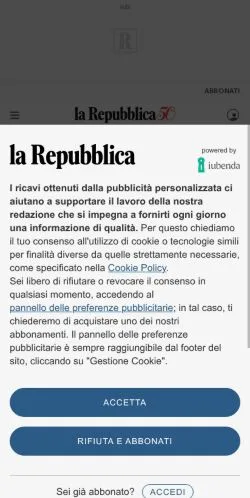 스폰서 기사용 이탈리아 매체 Repubblica Bologna 사이트 미리보기
