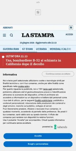Anteprima del sito La Stampa, media di Italia per articoli sponsorizzati