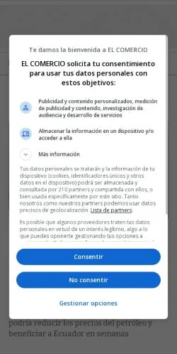 Forhåndsvisning af El Comercio, medie fra Spanien til sponsorerede artikler