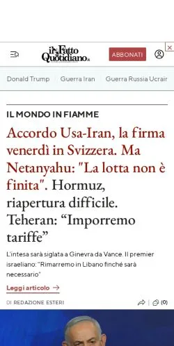 Podgląd witryny Il Fatto Quotidiano, medium z kraju Włochy do artykułów sponsorowanych