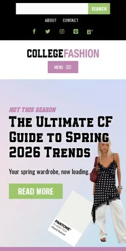 Anteprima del sito College Fashion, media di Stati Uniti per articoli sponsorizzati