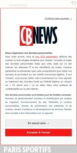 Anteprima del sito CB News, media di Francia per articoli sponsorizzati