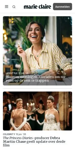 Anteprima del sito Marie Claire, media di Paesi Bassi per articoli sponsorizzati