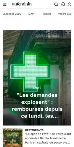 Anteprima del sito Aufeminin, media di Francia per articoli sponsorizzati