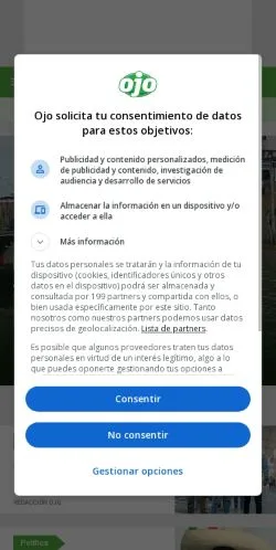Pré-visualização do site Diario Ojo, meio de Peru para artigos patrocinados