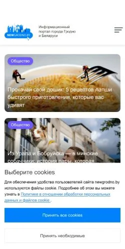 Anteprima del sito NewGrodno, media di Russia per articoli sponsorizzati