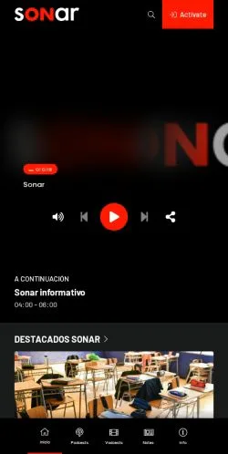 Vista previa del sitio Sonar FM, medio de España para artículos patrocinados