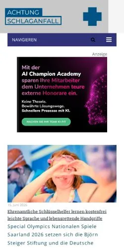 Anteprima del sito Schlaganfall Hilfe Prävention, media di Germania per articoli sponsorizzati