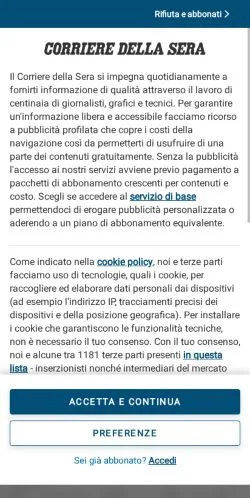 Anteprima del sito Corriere Bergamo, media di Italia per articoli sponsorizzati