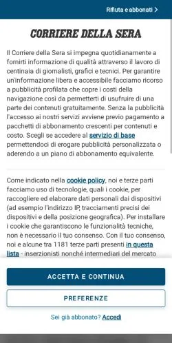Podgląd witryny Corriere Monza, medium z kraju Włochy do artykułów sponsorowanych