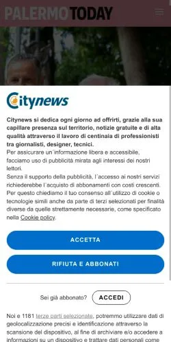 Podgląd witryny PalermoToday, medium z kraju Włochy do artykułów sponsorowanych