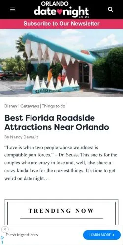 Anteprima del sito Orlando Date Night Guide, media di Stati Uniti per articoli sponsorizzati