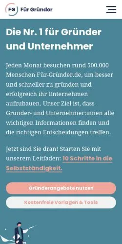 Anteprima del sito Fuer Gruender, media di Germania per articoli sponsorizzati