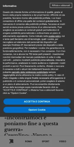 Forhåndsvisning af Il Messaggero, medie fra Italien til sponsorerede artikler