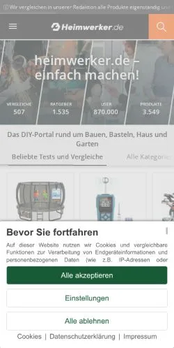 Aperçu du site Heimwerker, média de Allemagne pour articles sponsorisés