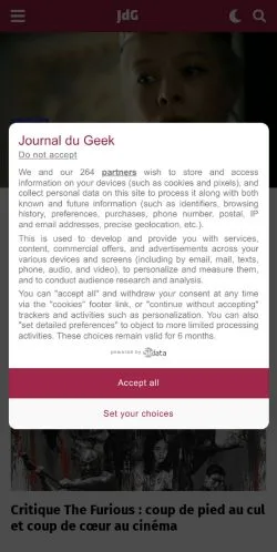 スポンサード記事向けのフランスメディア、Journal Du Geekのサイトプレビュー