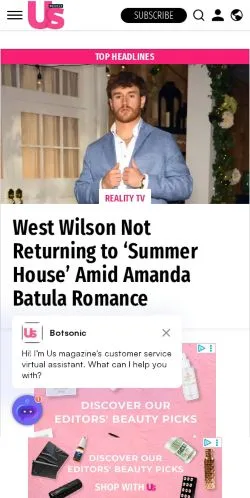 스폰서 기사용 미국 매체 Us Weekly 사이트 미리보기