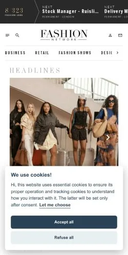 Anteprima del sito FashionNetwork, media di Stati Uniti per articoli sponsorizzati