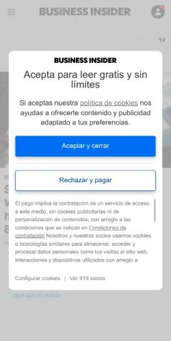 Anteprima del sito Business Insider España, media di Spagna per articoli sponsorizzati