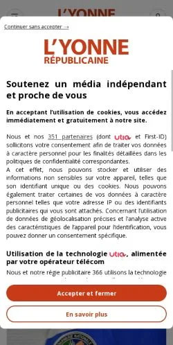 Anteprima del sito L'Yonne Républicaine, media di Francia per articoli sponsorizzati