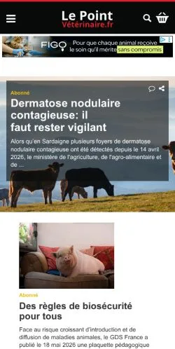 Anteprima del sito Le Point Vétérinaire, media di Francia per articoli sponsorizzati