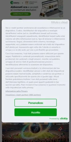 Voorbeeld van de site Money, medium uit Italië voor gesponsorde artikelen