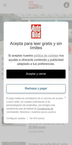 スポンサード記事向けのスペインメディア、Autobildのサイトプレビュー