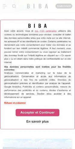 Anteprima del sito Biba Magazine, media di Francia per articoli sponsorizzati