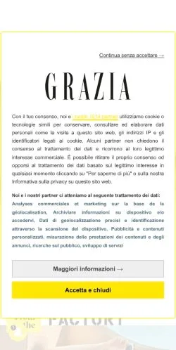 Anteprima del sito Grazia, media di Italia per articoli sponsorizzati