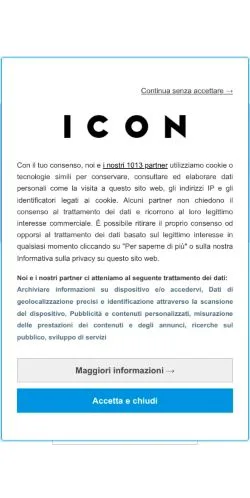 Anteprima del sito Icon, media di Italia per articoli sponsorizzati