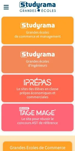Anteprima del sito Studyrama Grandes Ecoles, media di Francia per articoli sponsorizzati