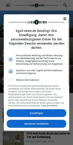 Anteprima del sito Liga 3 News, media di Germania per articoli sponsorizzati