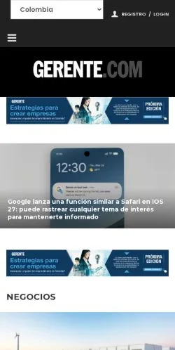 Aperçu du site Gerente, média de Espagne pour articles sponsorisés
