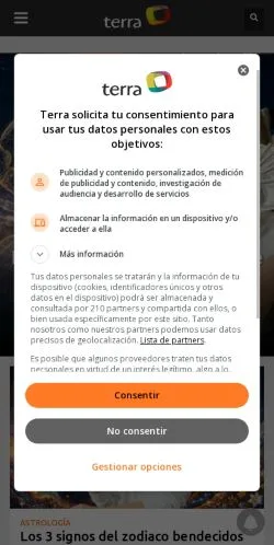 Podgląd witryny Terra, medium z kraju Hiszpania do artykułów sponsorowanych
