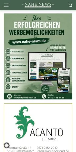 Anteprima del sito Nahe News, media di Germania per articoli sponsorizzati