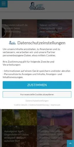 Vista previa del sitio Trends Der Zukunft, medio de Alemania para artículos patrocinados