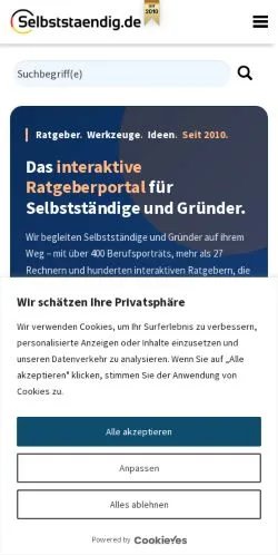 Podgląd witryny Selbststaendig, medium z kraju Niemcy do artykułów sponsorowanych