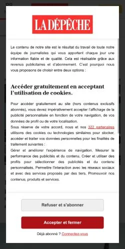 Anteprima del sito La Dépêche Du Midi, media di Francia per articoli sponsorizzati