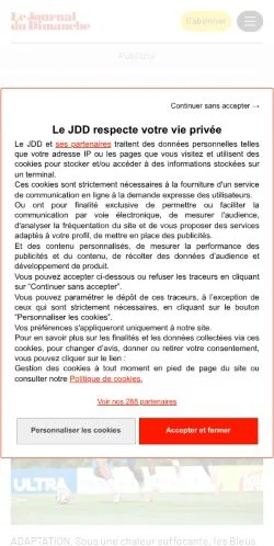 Vista previa del sitio LeJDD, medio de Francia para artículos patrocinados
