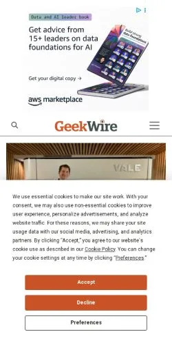 Forhåndsvisning av nettstedet GeekWire, medium fra USA for sponsede artikler