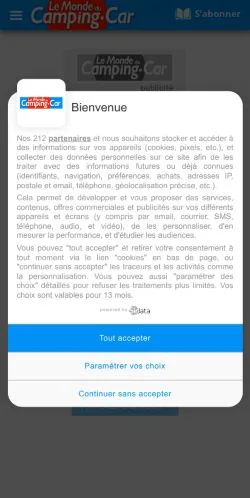 Anteprima del sito Le Monde du Camping-Car, media di Francia per articoli sponsorizzati