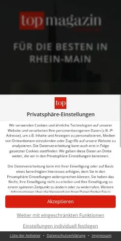 Anteprima del sito Top Magazin Frankfurt, media di Germania per articoli sponsorizzati