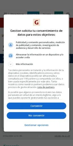 Pré-visualização do site Gestión, meio de Peru para artigos patrocinados