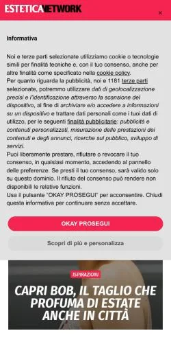 Podgląd witryny Estetica, medium z kraju Włochy do artykułów sponsorowanych