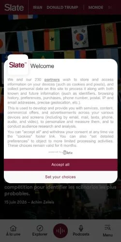 Preview of the Slate website, a media outlet in France for sponsored articles