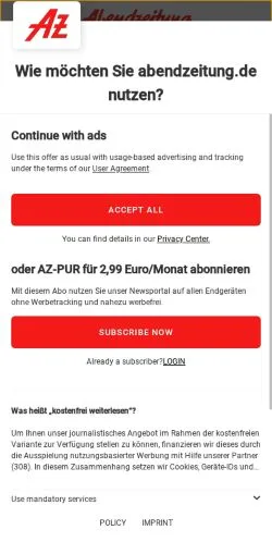 Anteprima del sito Abendzeitung München, media di Germania per articoli sponsorizzati