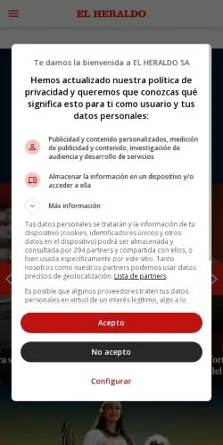 Anteprima del sito El Heraldo, media di Spagna per articoli sponsorizzati