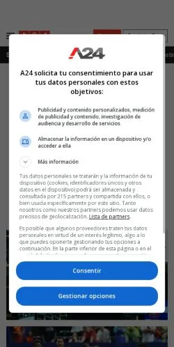 Anteprima del sito A24, media di Spagna per articoli sponsorizzati