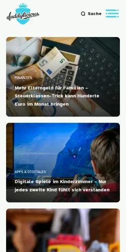 スポンサード記事向けのドイツメディア、Daddyliciousのサイトプレビュー