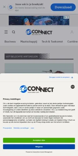 Vista previa del sitio AG Connect, medio de Países Bajos para artículos patrocinados